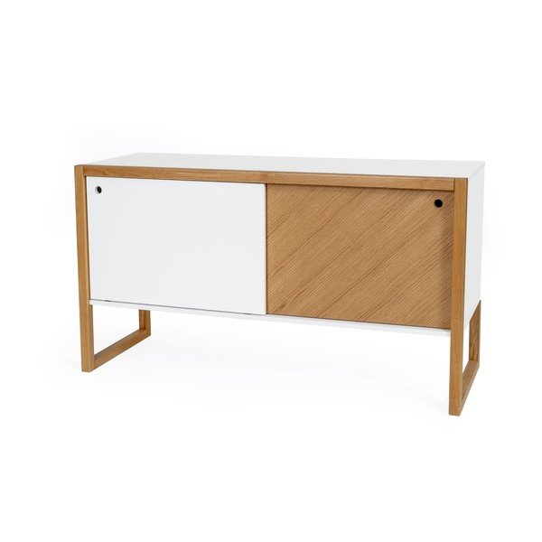 Hnedo-biela komoda z dubového dreva Woodman Cubis-image-2