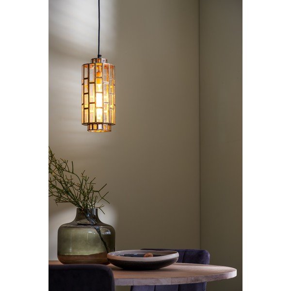 Závesné svietidlo v bronzovej farbe so skleneným tienidlom Søstrene – Light & Living-image-1