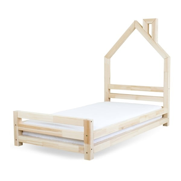 Detská posteľ z prírodného borovicového dreva Benlemi Wally, 80 × 200 cm