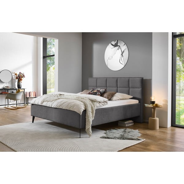 Antracitová čalúnená dvojlôžková posteľ s úložným priestorom s roštom 180x200 cm Paulo – Meise Möbel-image-1