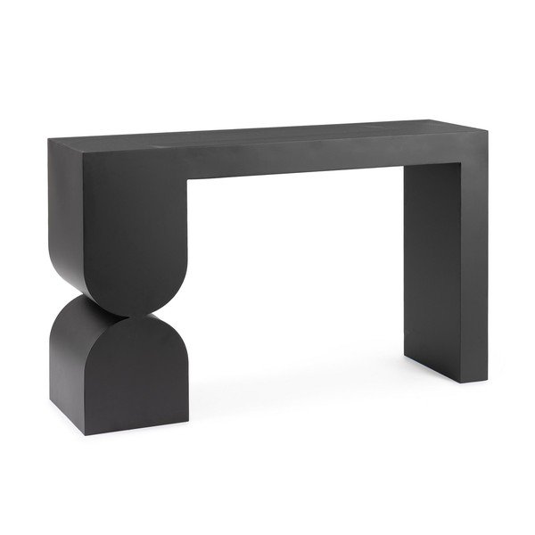 Čierny konzolový stolík so sklenenou doskou 32x120 cm Archie – Bizzotto