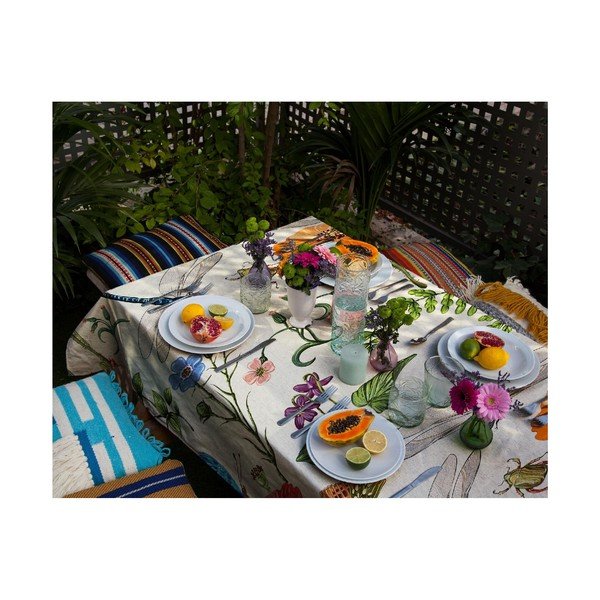 Obrus s ľanovou prímesou Madre Selva Tierra Bella, 140 × 140 cm-image-1