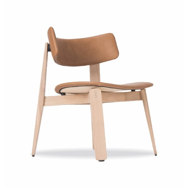 Jedálenská stolička z dubového dreva s koženým sedadlom Gazzda Nora