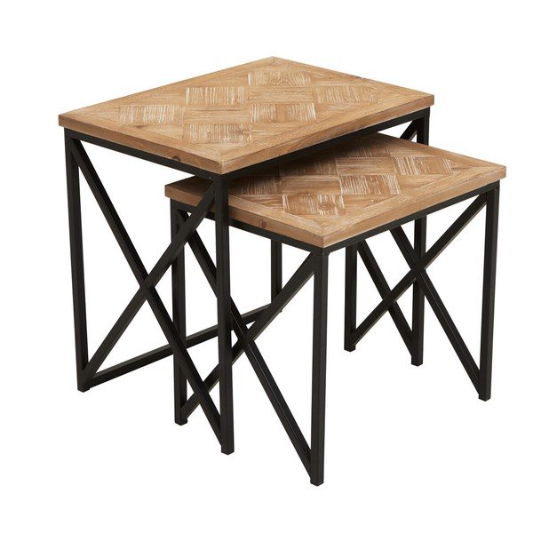 Odkladacie stolíky v súprave 2 ks z jedlového dreva 38x51 cm Kickford – Premier Housewares
