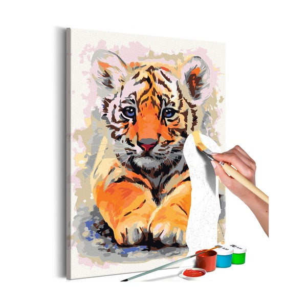 DIY set na tvorbu vlastného obrazu na plátne Artgeist Baby Tiger, 60 × 40 cm