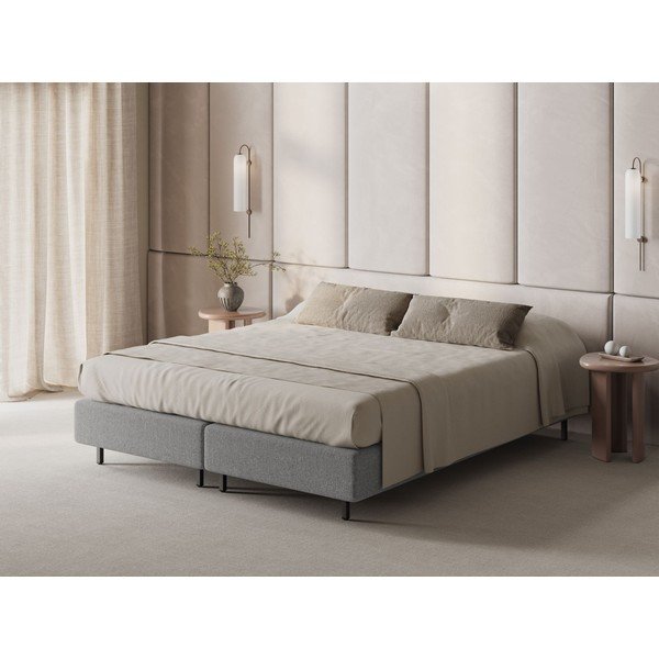 Sivá čalúnená jednolôžková posteľ bez čela 90x200 cm Whale – Micadoni -image-1