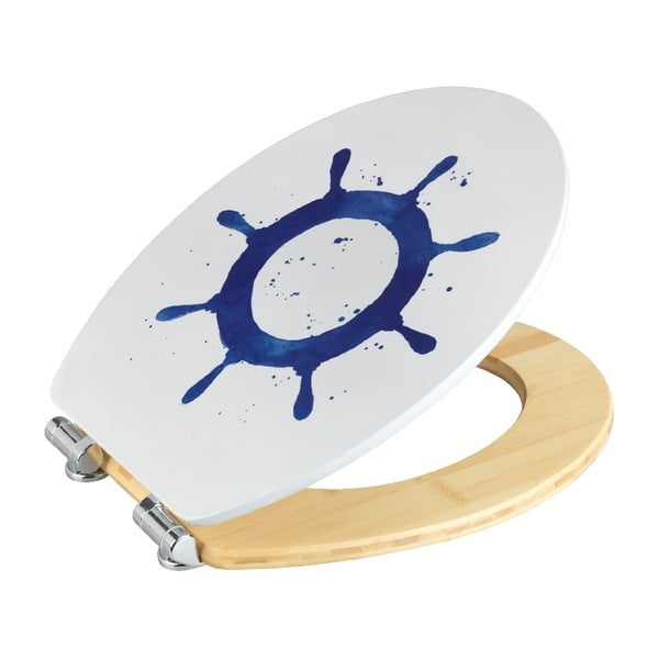 WC sedadlo z bambusu a drevovláknitej dosky Wenko Steering Wheel, 44 × 37,5 cm-image-2