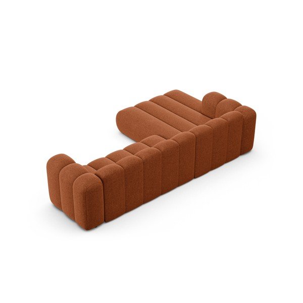 Ženilková rohová pohovka v tehlovej farbe (ľavý roh/s leňoškou) Lupine – Micadoni -image-3