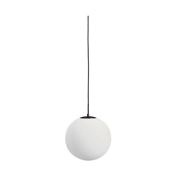 Biele/čierne kovové závesné svietidlo so skleneným tienidlom ø 30 cm Brisia – Kave Home