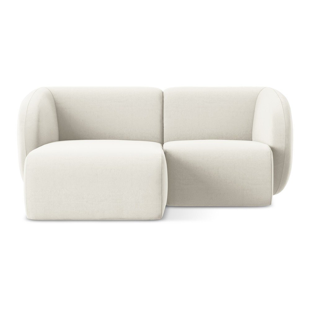 Béžová zamatová rohová pohovka (ľavý roh/s leňoškou) Lani – Makamii