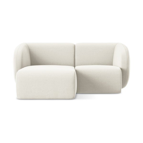 Béžová zamatová rohová pohovka (ľavý roh/s leňoškou) Lani – Makamii