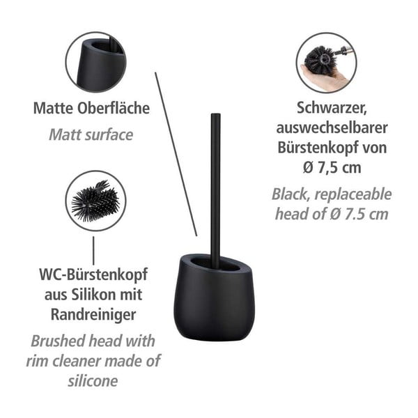 Matne čierna keramická WC kefa Badi – Wenko-image-4