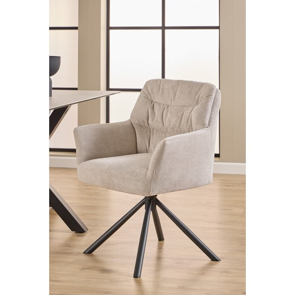 Béžové čalúnené jedálenské kreslo s podrúčkami Alonso – Actona-image-4