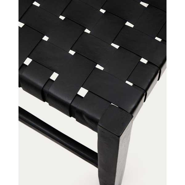 Čierna kožená lavica Calixta – Kave Home-image-3