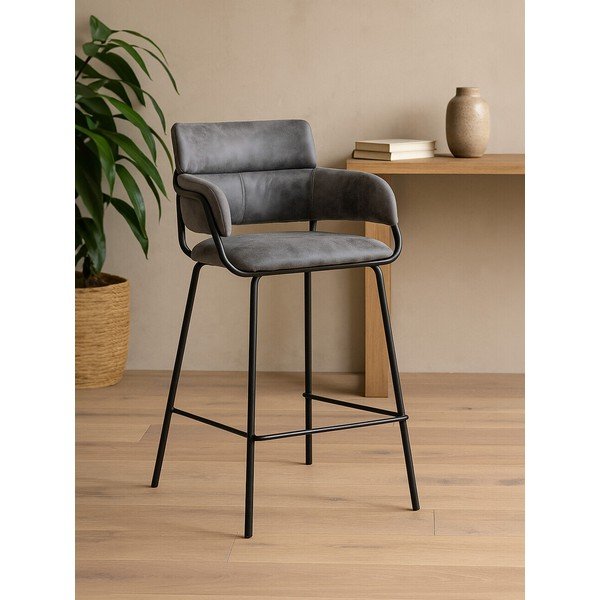 Čierna/sivá čalúnená barová stolička Tamzin – Premier Housewares-image-1