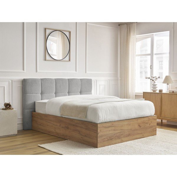 Sivá čalúnená čalúnená/z drevotriesky dvojlôžková posteľ s úložným priestorom s roštom 160x200 cm Kumo – Bobochic Paris-image-2