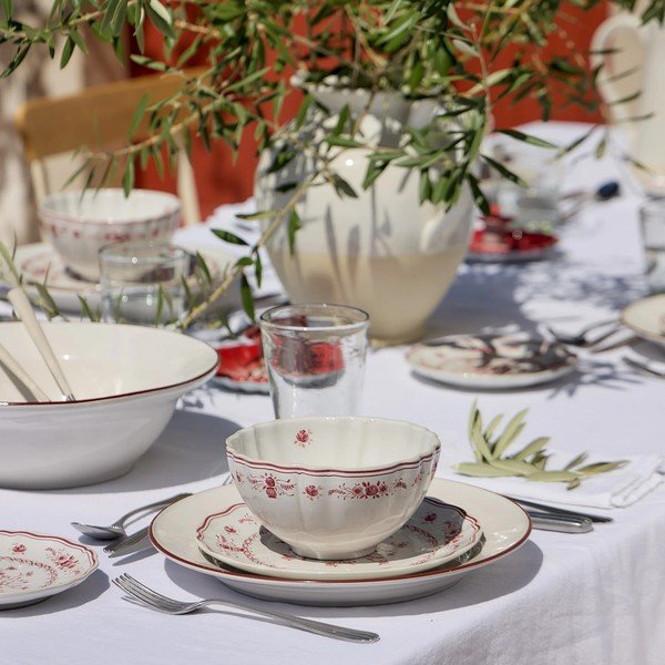 Červený/biely dezertný kameninový tanier ø 21 cm Vila – Costa Nova-image-2