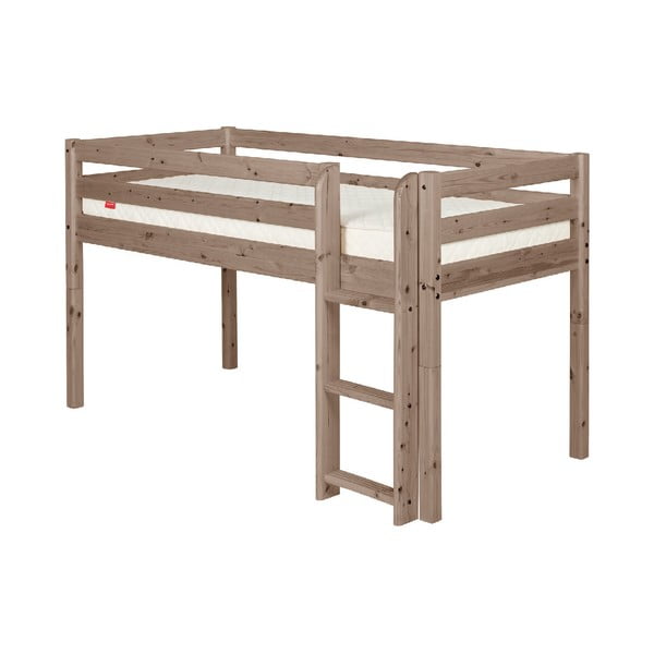 Hnedá stredne vysoká detská posteľ z borovicového dreva Flexa Classic, 90 × 200 cm