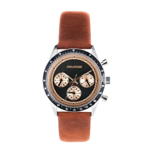 Dámske hodinky s hnedým koženým remienkom Zadig & Voltaire Virtuoso