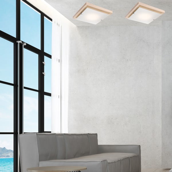 Stropné svietidlo v hnedo-prírodnej farbe 30x30 cm Pedro – LAMKUR-image-2