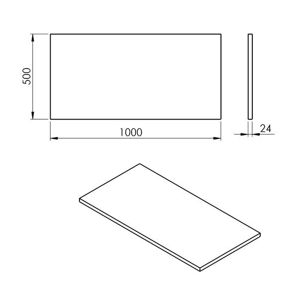 Biela doska pod umývadlo 100x50 cm Plato – Sapho-image-2