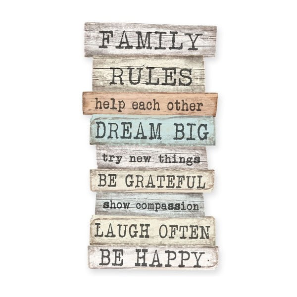 Ceduľa 30x50 cm Family Rules – Really Nice Things
