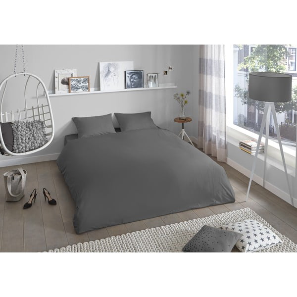 Sivé bavlnené obliečky na dvojlôžko Good Morning Universal, 220 x 240 cm-image-1