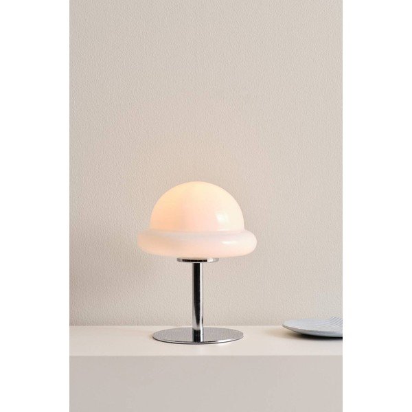 Biela/v lesklej striebornej farbe stolová lampa z opálového skla (výška  26 cm) Bubba – Jotex-image-1
