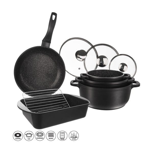 5dielna súprava hliníkového riadu s 3 pokrievkami a roštom Orion Grande-image-2