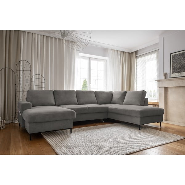 Sivá menčestrová rozkladacia rohová pohovka (pravý roh) Lofty Lilly – Miuform-image-3