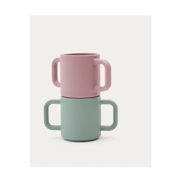 Svetloružové/tyrkysové silikónové detské hrnčeky v súprave 2 ks Lili – Kave Home-image-4