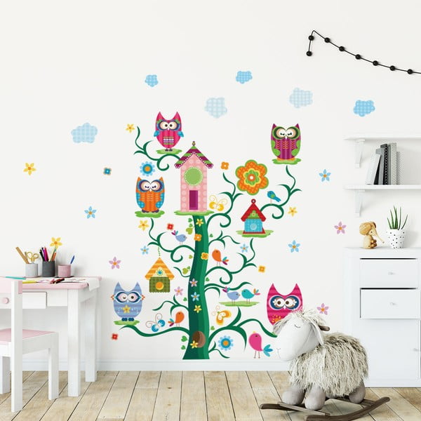 Sada detských samolepiek na stenu Ambiance Owls and their Magic Tree