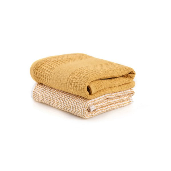 Žlté vaflové uteráky v súprave 2 ks 40x60 cm Betty – Foutastic