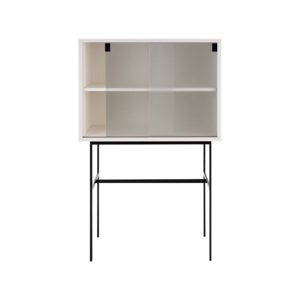 Sivobéžová vitrína s posuvnými dverami 70x109x40 cm Lekko – noo.ma-image-3