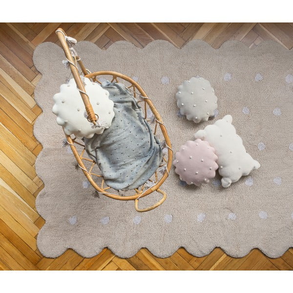 Béžový prateľný ručne tkaný bavlnený detský koberec 120x160 cm Biscuit Beige – Lorena Canals-image-1