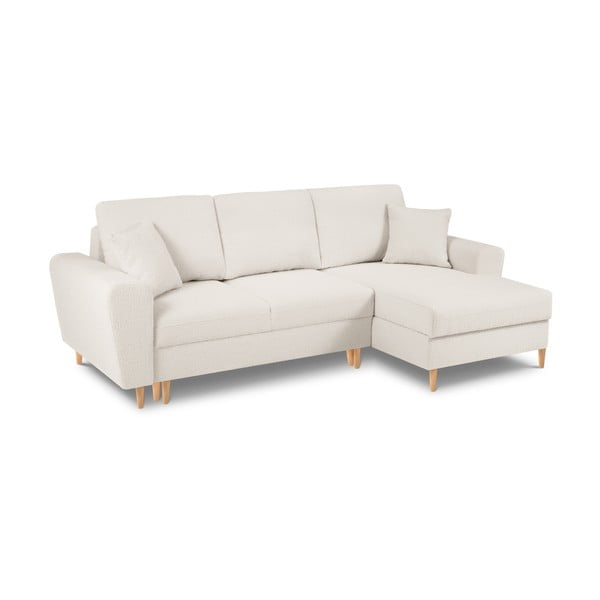 Béžová rozkladacia/s úložným priestorom rohová pohovka z textílie buklé (pravý roh/s leňoškou) Kyoto – Cosmopolitan Design-image-1