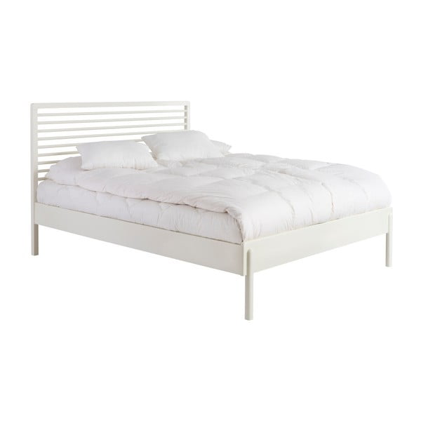Biely rám postele z masívneho beezového deeva Kiteen Lennu, 208 × 165 cm