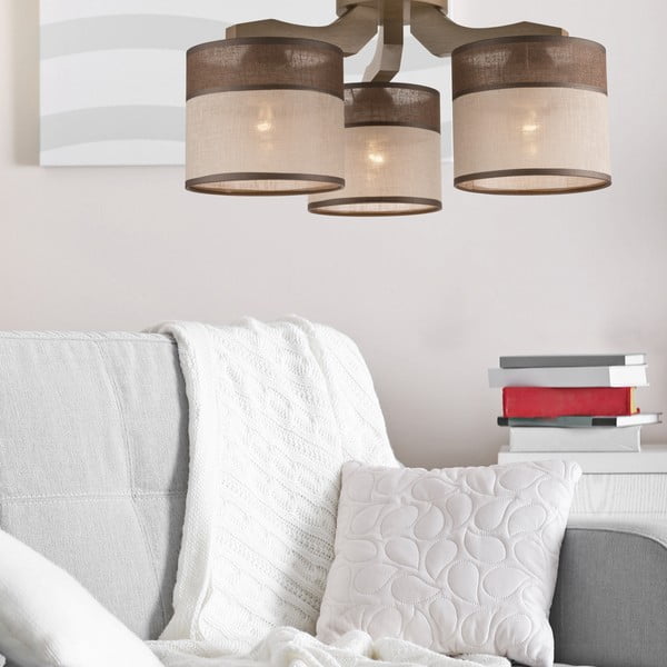 Tmavohnedé stropné svietidlo s textilným tienidlom ø 16 cm Andrea – LAMKUR-image-1