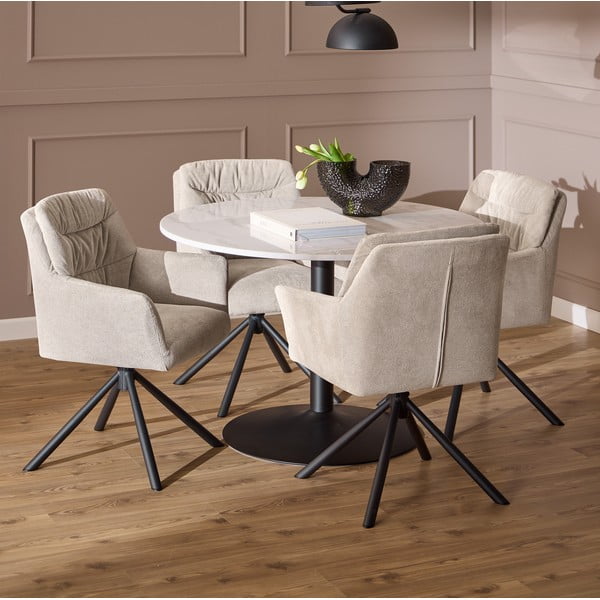 Béžové čalúnené jedálenské kreslo s podrúčkami Alonso – Actona-image-1