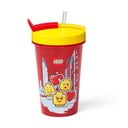 Červený téglik s žltým vekom a slamkou LEGO® Iconic, 500 ml