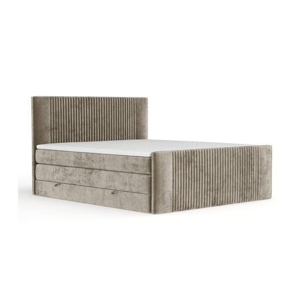 Svetlohnedá boxspring posteľ s úložným priestorom 180x200 cm Bergamo – Maison de Rêve
