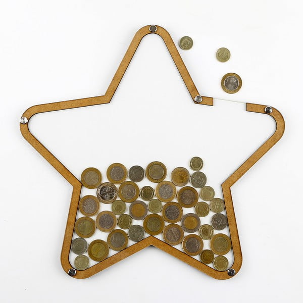 Dekoratívny rámik/pokladnička s plexisklom v tvare hviezdy