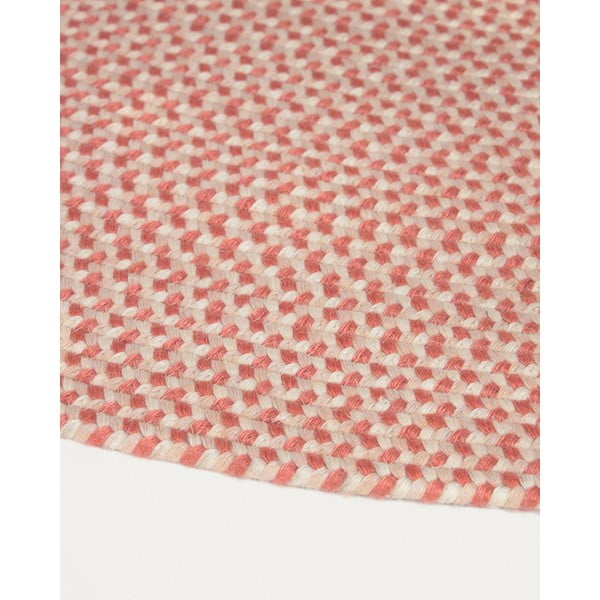 Ružový okrúhly vnútorný a vonkajší koberec z recyklovaných vlákien ø 150 cm Rodhe – Kave Home-image-3