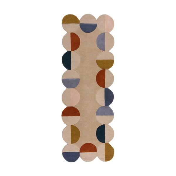 Béžový ručne tkaný vlnený behúň 80x230 cm Mia Scallop Frame – Flair Rugs