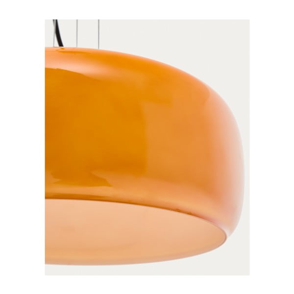 Oranžové LED závesné svietidlo so skleneným tienidlom ø 38 cm Reig – Kave Home-image-2