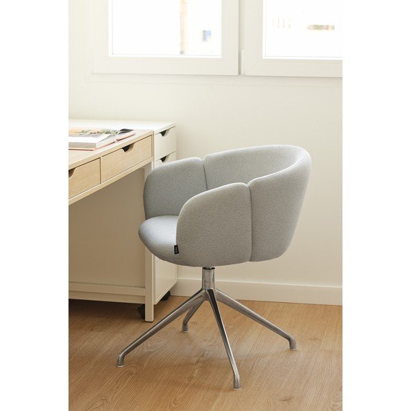 Svetlosivé čalúnené jedálenské kreslo s podrúčkami Add – Teulat-image-1