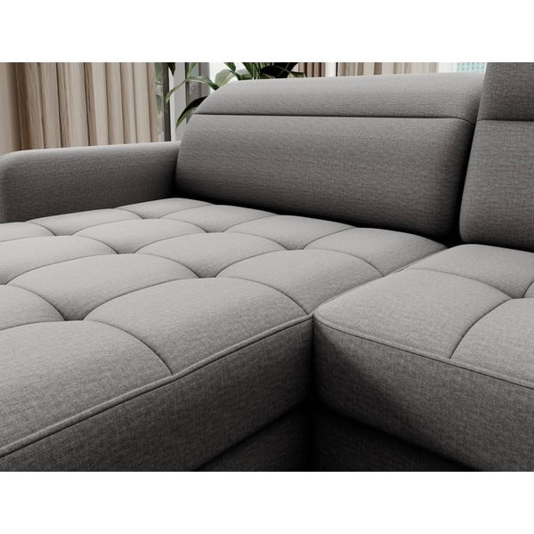 Svetlosivá zamatová rozkladacia/s úložným priestorom rohová pohovka (pravý roh/do tvaru "U") Berrto – ELTAP-image-4