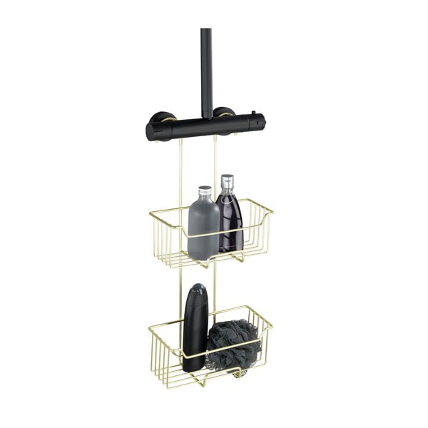 Závesná kúpeľňová polička z nehrdzavejúcej ocele v zlatej farbe Milo – Wenko-image-4