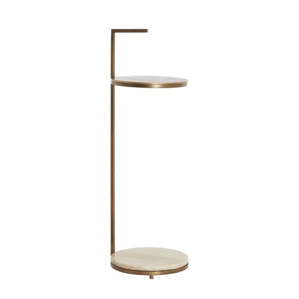 Okrúhly odkladací stolík s mramorovou doskou ø 26 cm Leda – Light & Living