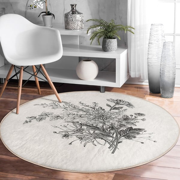 Krémový prateľný okrúhly koberec vhodný pre robotické vysávače ø 80 cm Comfort – Mila Home-image-2